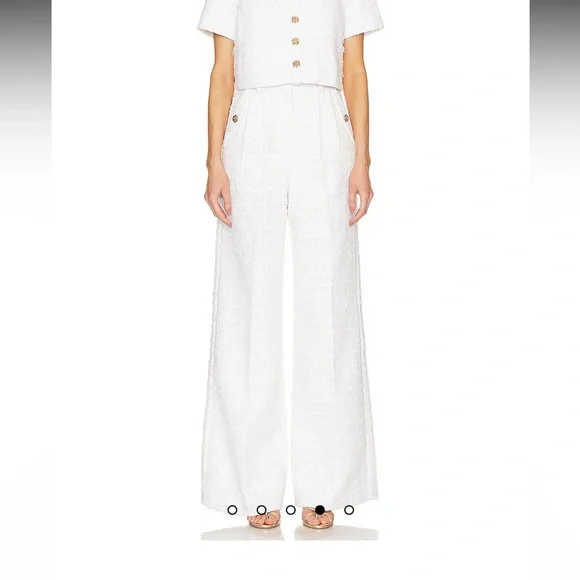 Amanda Uprichard Jane Pants in Kerrigan White Tweed Wide Leg Pants - Picture 3 of 12